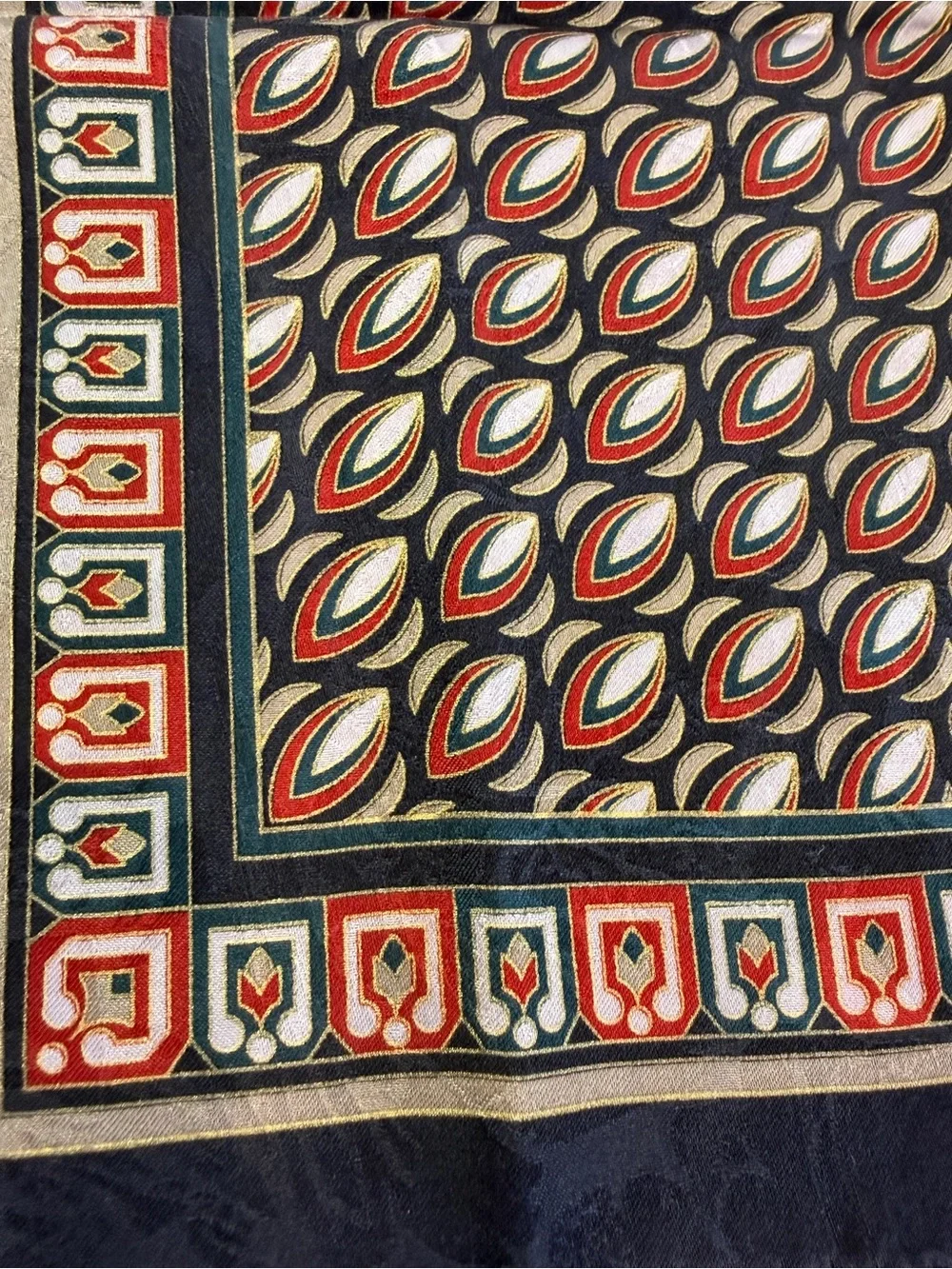 Classic Heritage Vintage Pocket Square Navy Red Gentleman Art Deco 12”x12”